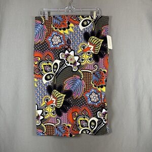 ECI New York Artsy Floral Multi-Color Straight Pencil Skirt  Stretch NWT Large